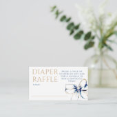 Carte D'accompagnement Navy Blue and Gold Bow Diaper Raffle Ticket (Debout devant)