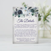 Carte D'accompagnement Navy Blue Boho Tribal Flora Détails du Mariage (Debout devant)