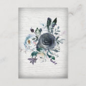 Carte D'accompagnement Navy Blue Boho Tribal Flora Détails du Mariage (Dos)