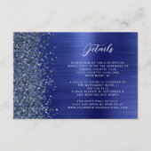 Carte D'accompagnement Navy Blue Brushed Metal Wedding Details  (Devant)