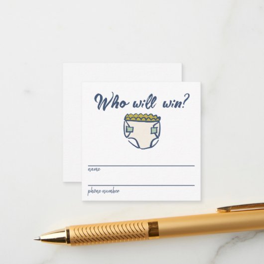 Carte D'accompagnement Navy Blue Doodle Baby Diaper Raffle Entry Card (Devant/Arrière en situation)