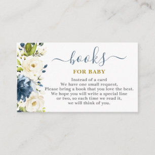 Carte D'accompagnement Navy Blue Floral Livres pour Baby Boy Card