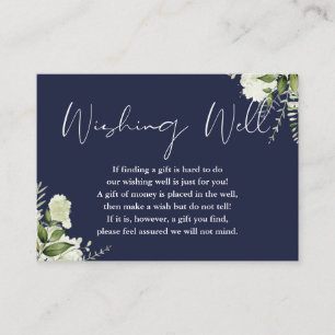 Carte D'accompagnement Navy Blue Floralité de Verdure Fontaine de Vœux Ma