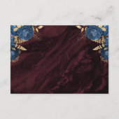 Carte D'accompagnement Navy Blue Gold Floral Burgundy Script Wedding RSVP (Dos)