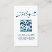 Carte D'accompagnement Navy Blue Heart Script QR Code College Fund Photo (Devant)