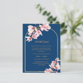 Carte D'accompagnement Navy Blue Magnolia Floral Wedding Details (Debout devant)