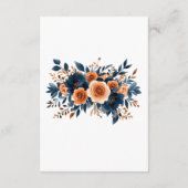 Carte D'accompagnement Navy Blue Orange Terracotta Floral Mariage Détails (Dos)
