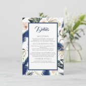 Carte D'accompagnement Navy Blue Pampas Grass Tropical Mariage Détails (Debout devant)
