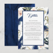 Carte D'accompagnement Navy Blue Pampas Grass Tropical Mariage Détails (Devant / Derrière)