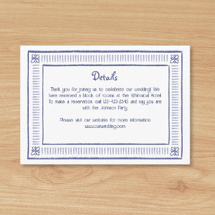 Carte D'accompagnement Navy Blue Quirky Jouer Main Tirée Mariage Détail