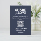Carte D'accompagnement Navy Blue Share The Love Photo Qr Code Mariage (Debout devant)