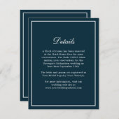 Carte D'accompagnement Navy Blue Simple Elegant Wedding Info Détails (Devant / Derrière)