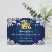 Carte D'accompagnement Navy Blue Sunflower Mariage Hôtel Hébergement (Debout devant)