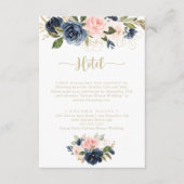 Carte D'accompagnement Navy Blush Floral Gold Calligraphy Hotel (Devant)