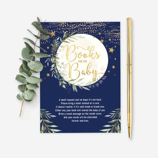 Carte D'accompagnement Navy Gold Moon Twinkle Star Livres pour bébé