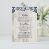 Carte D'accompagnement Navy Nautical Driftwood Beach Détails de mariage (Debout devant)