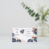 Carte D'accompagnement Navy & Orange Floral Save the Date (Debout devant)