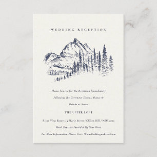 Carte D'accompagnement Navy Pine Woods Mountain Sketch Réception de maria