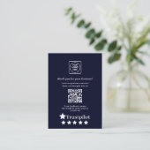 Carte D'accompagnement Navy QR | Trustpilot Business Thank You Link (Debout devant)