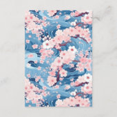 Carte D'accompagnement Navy Waves Sakura Blossom Modern Wedding Details (Dos)