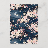 Carte D'accompagnement Navy Waves Sakura Blossom Modern Wedding Details (Dos)