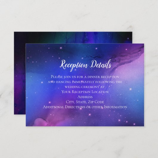 Carte D'accompagnement Nebula violette Art céleste Mariage spatial (Devant / Derrière)