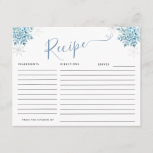 CARTE D'ACCOMPAGNEMENT NEIGE BLEUE EN RECETTE AMOUREUSE