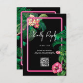 Carte D'accompagnement Neon Pink Tropical Retro Botanical Mariage (Devant / Derrière)
