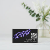 Carte D'accompagnement Neon violet brillant noir moderne mariage RSVP (Debout devant)