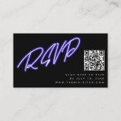Carte D'accompagnement Neon violet brillant noir moderne mariage RSVP (Devant)