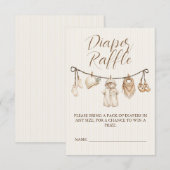 Carte D'accompagnement Neutral Clothesline Baby Shower Diaper Raffle (Devant / Derrière)