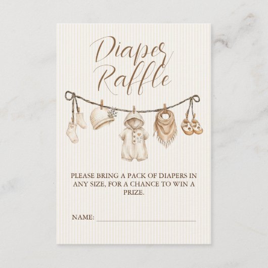 Carte D'accompagnement Neutral Clothesline Baby Shower Diaper Raffle (Devant)