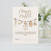 Carte D'accompagnement Neutral Clothesline Baby Shower Diaper Raffle (Debout devant)