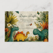 Carte D'accompagnement Neutral Dinosaur Baby Shower Diapper Raffle (Devant)