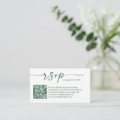 Carte D'accompagnement Neutral Green Budget Wedding RSVP Website QR Code (Debout devant)