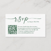 Carte D'accompagnement Neutral Green Budget Wedding RSVP Website QR Code (Devant)