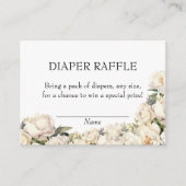 Carte D'accompagnement Neutral Ivory Peony Diaper Raffle Floral (Devant)