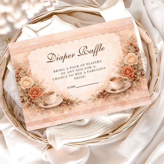 Carte D'accompagnement Neutral Rustic A Baby Is Brewing Diapper Raffle