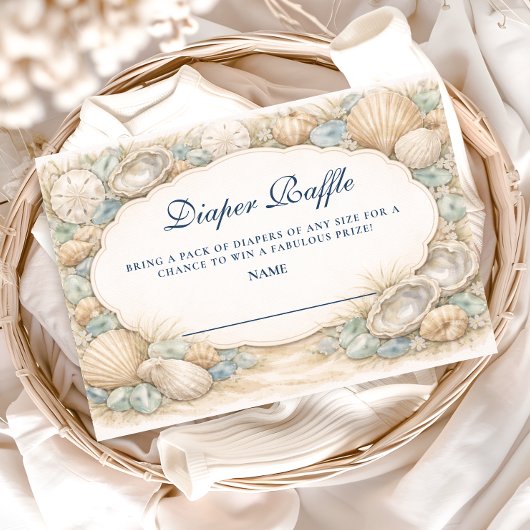 Carte D'accompagnement Neutral Seaside Shells Diapper Raffle