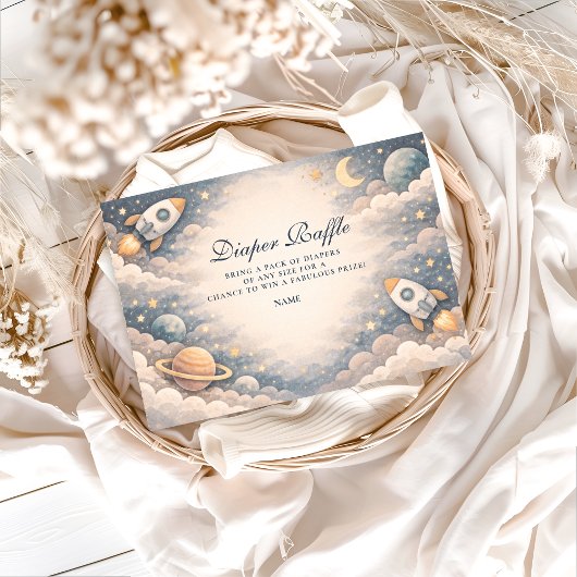 Carte D'accompagnement Neutral Space Stars Baby Shower