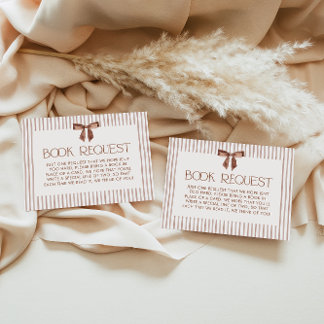 Carte D'accompagnement Neutral Striped Bow Books for Baby