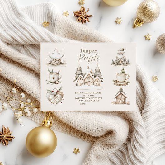 Carte D'accompagnement Neutre Noël Collage bébé Show Diapper Raffle