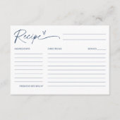 Carte D'accompagnement NEVE Navy Blue Recette Fête des mariées (Devant)