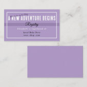 Carte D'accompagnement New Adventure Purple Registry Enclosure Card (Devant / Derrière)