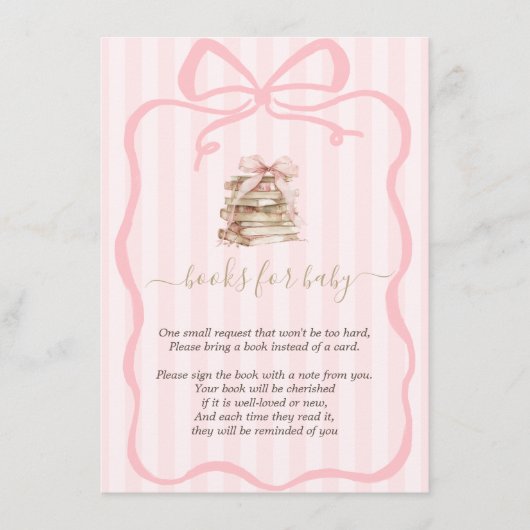 Carte D'accompagnement New Chapter Pink Bow Stripes Baby Shower (Devant)