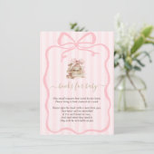 Carte D'accompagnement New Chapter Pink Bow Stripes Baby Shower (Debout devant)