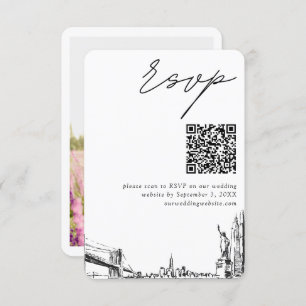 Carte D'accompagnement New York City Mariage Moderne RSVP QR Code
