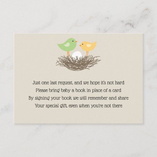 Carte D'accompagnement Nid d'oiseau jaune et vert Insérer (Devant)