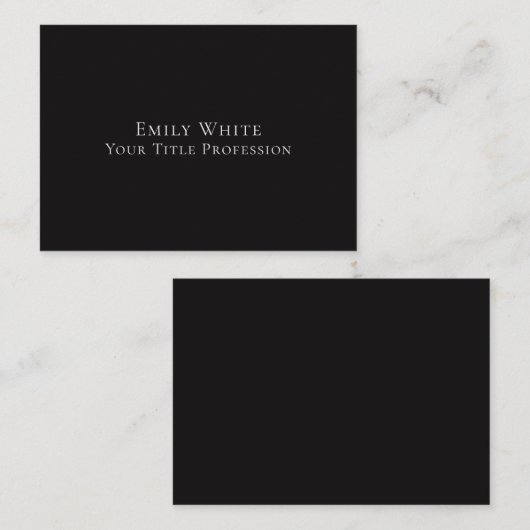 Carte D'accompagnement Night Black Plain Elegant Professional Modern (Devant / Derrière)