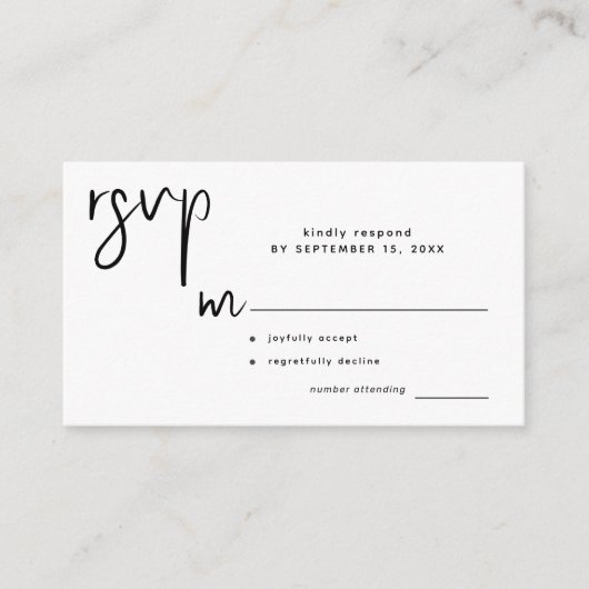 Carte D'accompagnement Noces décontracté script moderne rsvp (Devant)